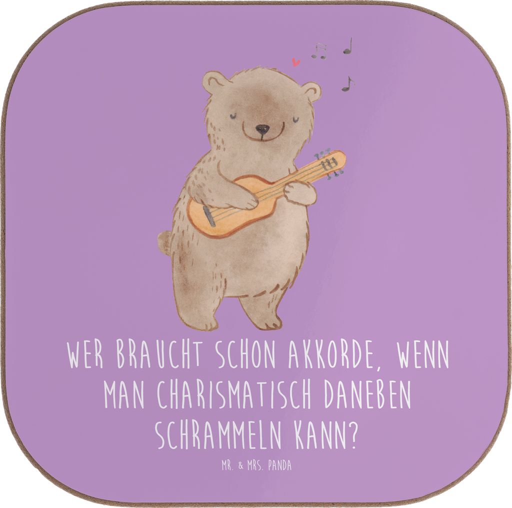 Mr. & Mrs. Panda Untersetzer für Gläser Charisma Gitarre - Lavendeltraum - Geschenk, Lernen, Abenteuer, Musiker, unterleger, Akustik, Coaster, gl...