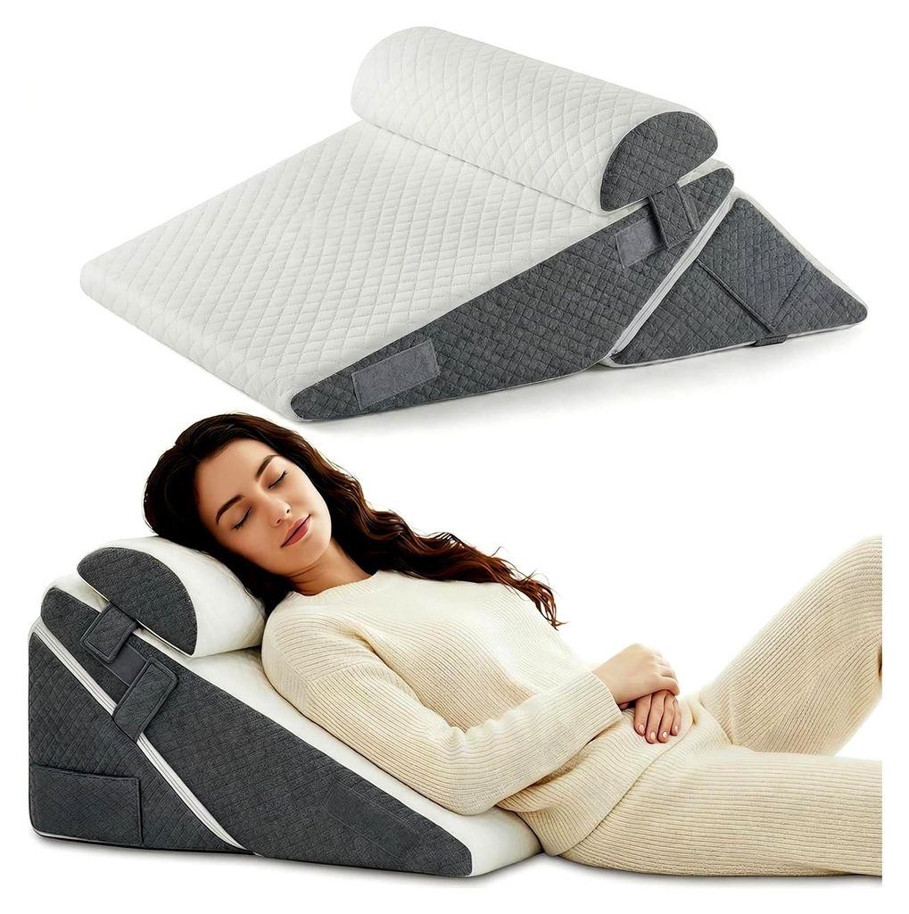 3-teiliges Set Höhenverstellbare 9''/12'' Orthopädische Keilkissen für postoperative Unterstützung zur Linderung von Reflux, Rückenkissen, Les...