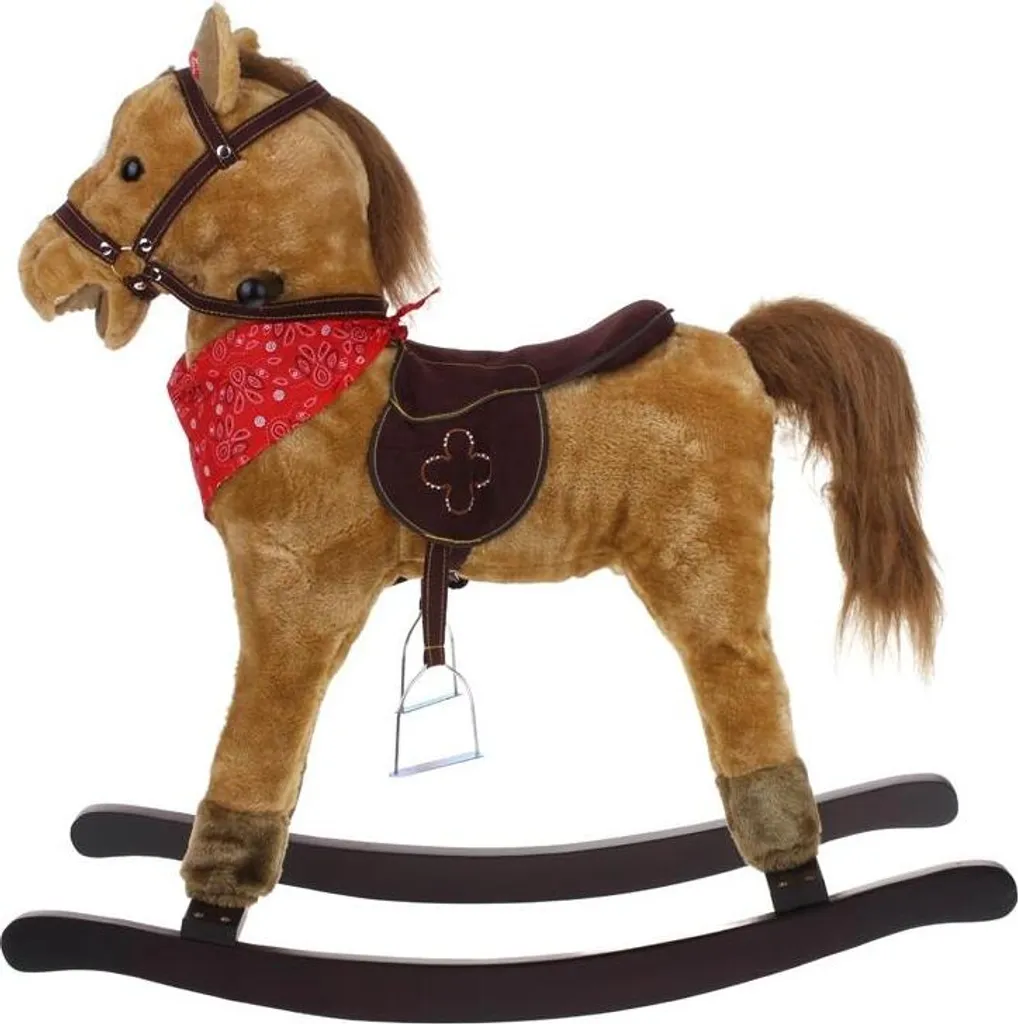Cheval à bascule interactif marron clair avec henrissement et queue mobile