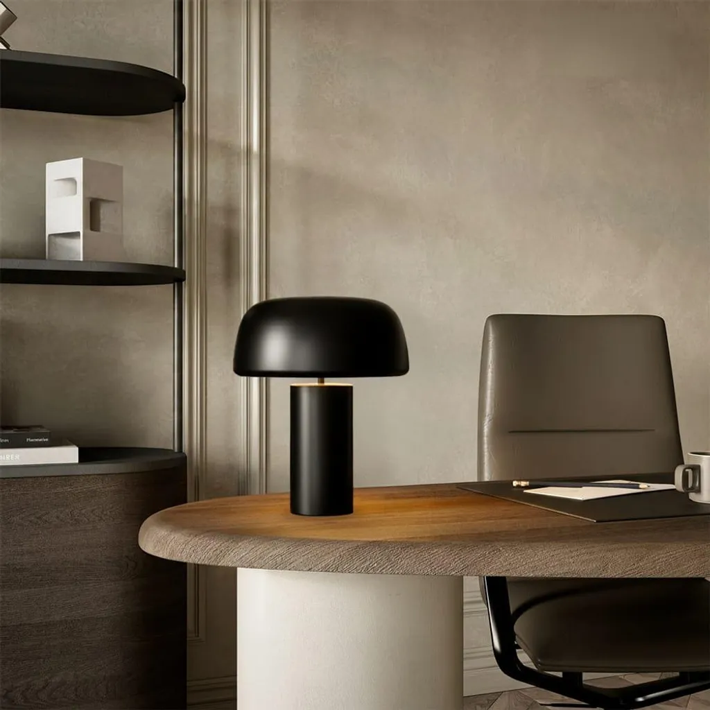 Lampe de Table Métal Noir E27 IP20 LUSENZ Voryn Nero M Finition Mate