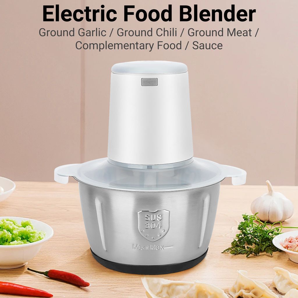 Per USB wiederaufladbarer elektrischer Fleischwolf, 2 l großer Fleischwolf mit 4 Klingen, vollautomatische Küchenmaschine mit eingebautem 2000-mA...