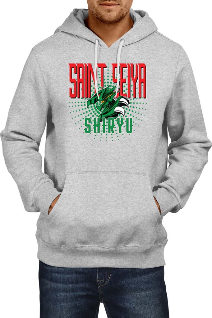 Herren Kapuzenpullover Japan Anime Manga Saint Anime Seiya Shiryu Shiryu, Man L / Grau
