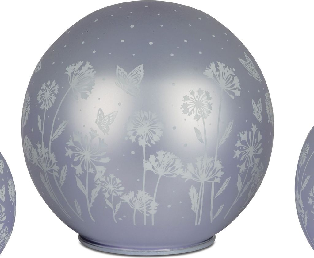 LED Kugellampe BLUMENWIESE D. 15cm pastell lila mit Timer Formano F25