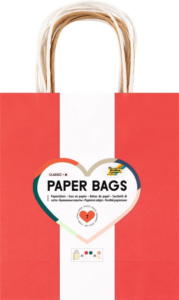 folia Papier-Tragetaschen CLASSIC Größe: M farbig sortiert 7 Stück