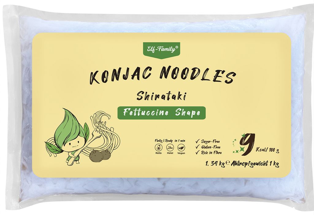 Elf-Family XXXL 1.34kg Familienpackung Fettucine aus Konjak Glucomannan zum Abnehmen für Vegetarisch, Ketogene Ernährung, Low Carb Diät