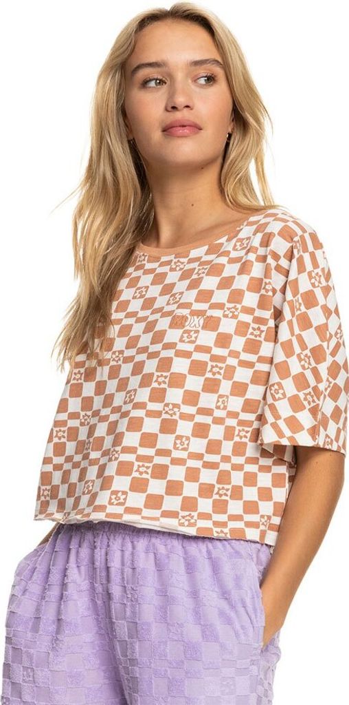 Roxy Power Check Kurzarm-t-shirt Orange M Frau Orange M