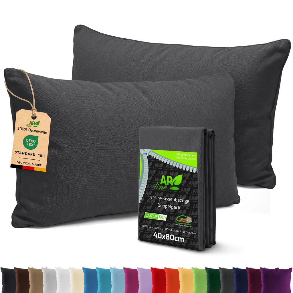 AR Line 2er Pack Jersey Kissenbezüge 40x80 Baumwolle – Produktbild 