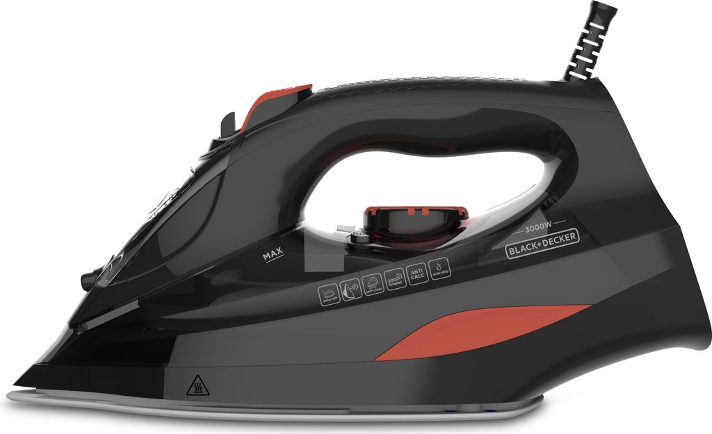 Black & Decker BXIR3000E, Dampfbügeleisen, Keramik-Bügelsohle, 2 m, 200 g/min, Schwarz, Orange, 45 g/min