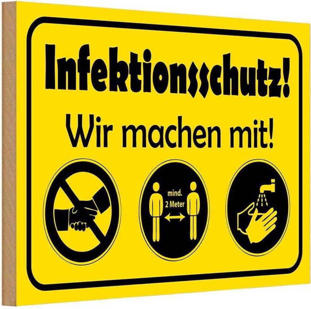 vianmo Holzschild 20x30 cm Infektionsschutz wir machen mit Warnschild Hinweisschild
