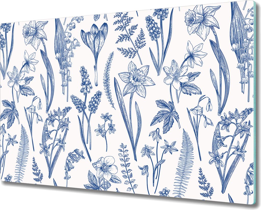 Herd-Abdeckplatte Glas Schneidebrett Ceranfeld-Abdeckung - 80x52 cm - Indische Triebe