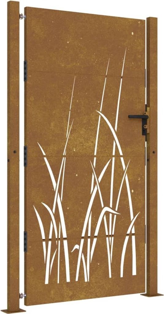 Gartentor 100x200 cm Cortenstahl Gras-Design