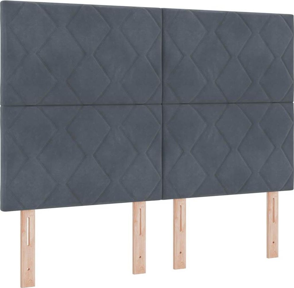 vidaXL LED Boxspringbett mit Matratze Dunkelgrau 140 x 200 cm Samt