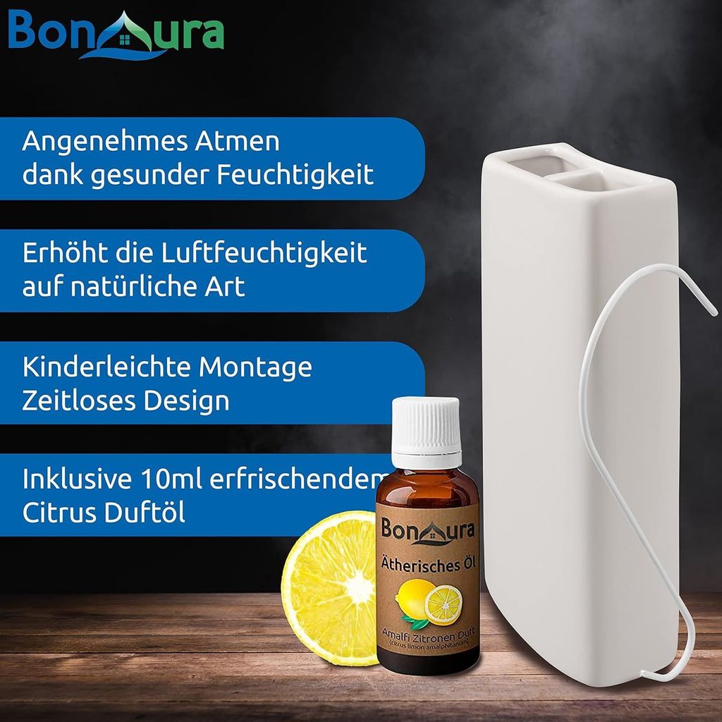 BonAura® Luftbefeuchter Heizung Keramik I Haken & Duftöl Produktbild 4
