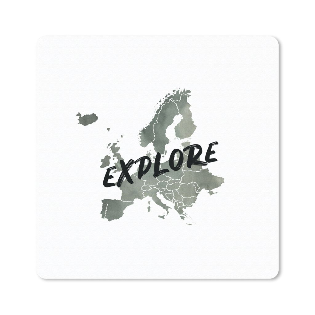 MuchoWow Mauspad Mousepad Karten - Europa - Aquarell - Briefe 30x30 cm - Mousepads - Maus Mat - Pad - Mausunterlage - Gaming