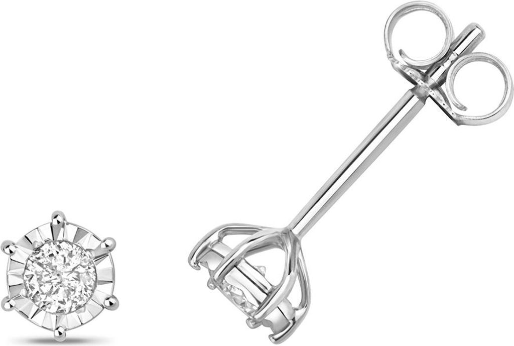 9 Karat (375) Weißgold Damen - Diamant Paar Ohrstecker Produktbild 