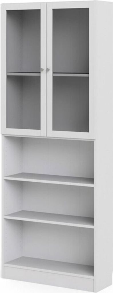 Base Regal 2 Glastüren und 2 Ablagen weiss.