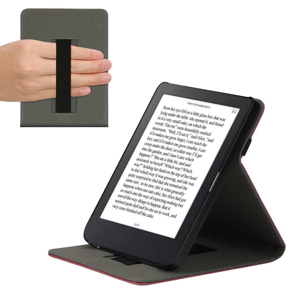 kwmobile Schutzhülle kompatibel mit Kobo Clara 2E / Tolino Shine 4 - Hülle e-Reader mit Schlaufe Ständer - - Brombeere