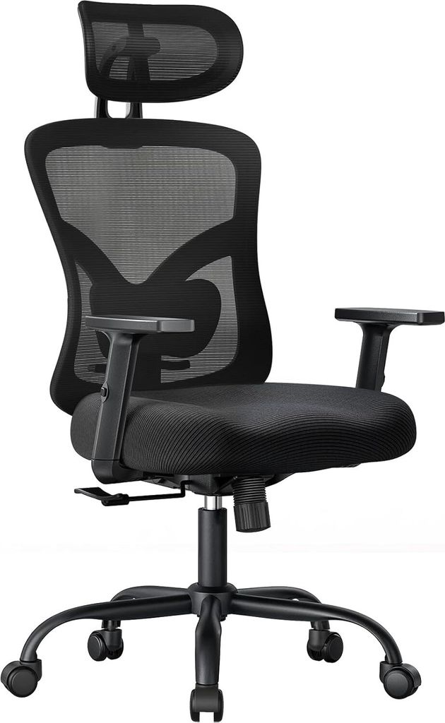 NWOC1-1-E Office Chair Bürostuhl ergonomisch Schreibtischstuhl, Metall, Schwarz, 60 x 48 x 115-131 cm