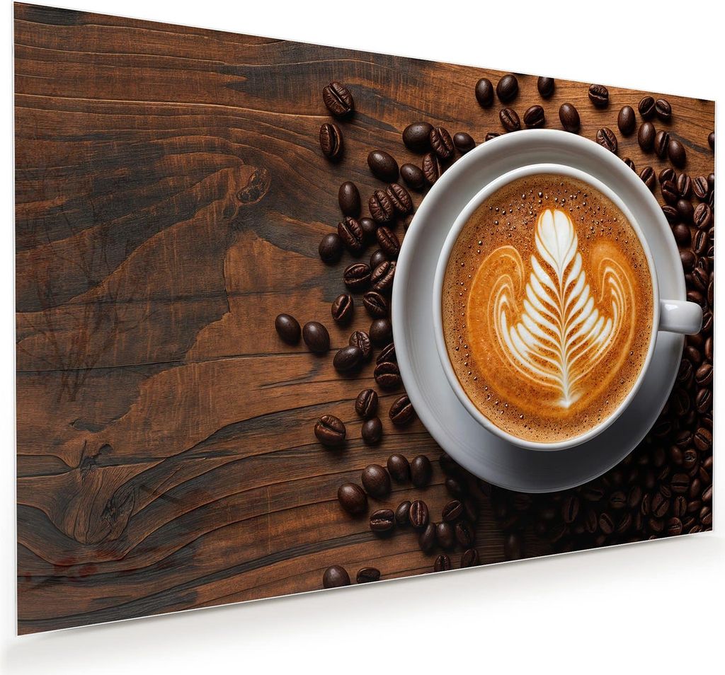 Glasbild 90x60cm in XXL für Wohnzimmer, Schlafzimmer Motiv Kaffeegenuss