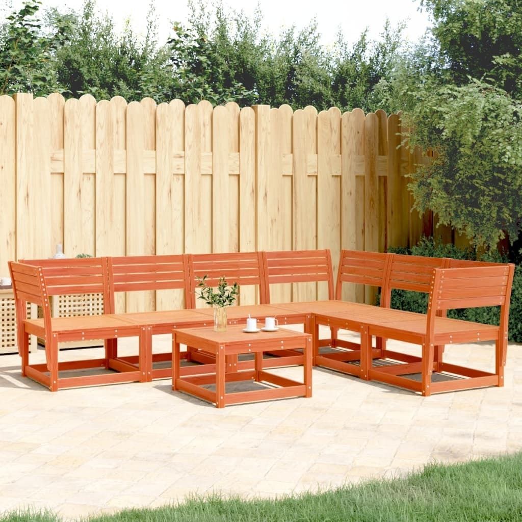 Maison Exclusive - 6-tlg. Garten-Sofagarnitur Wachsbraun Massivholz Kiefer