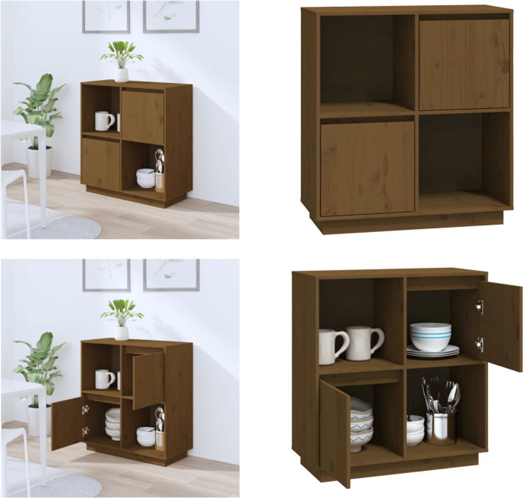 vidaXL Sideboard Honigbraun 74x35x80 cm Massivholz Kiefer - Sideboard - Sideboards - Schrank - Sideboard Schrank