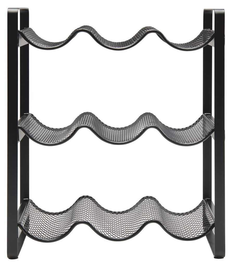 Modernes schwarzes Kunststoff Flaschenregal, 18 cm breit, 36,7 cm hoch, langlebig und pflegeleicht