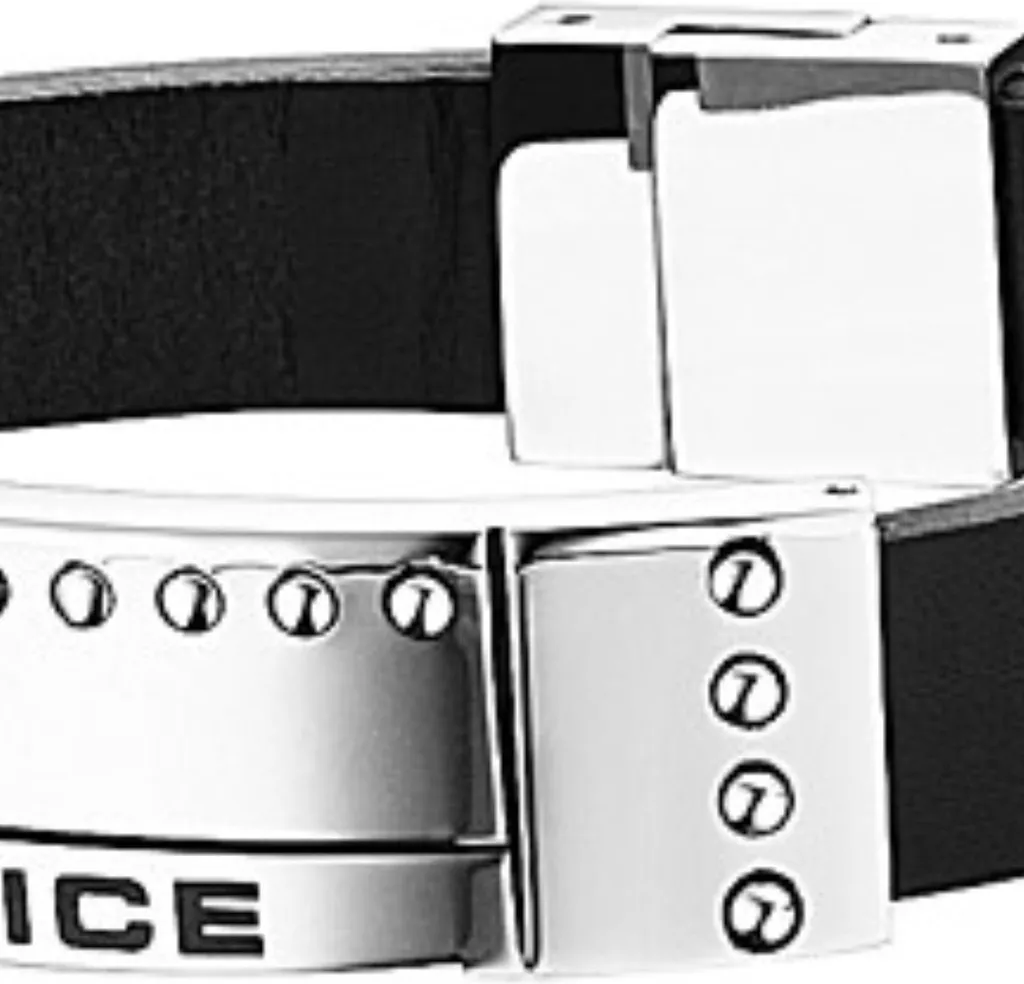 Bracelet Police PJ24643BLB01L en cuir noir et acier pour homme chic