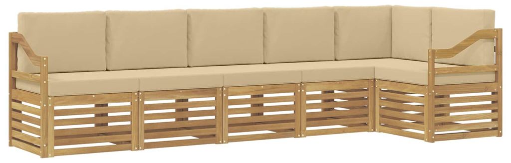vidaXL Outdoor-Sofagarnitur 6 pcs Weiß und Beige 304 x 126,5 x 73 cm