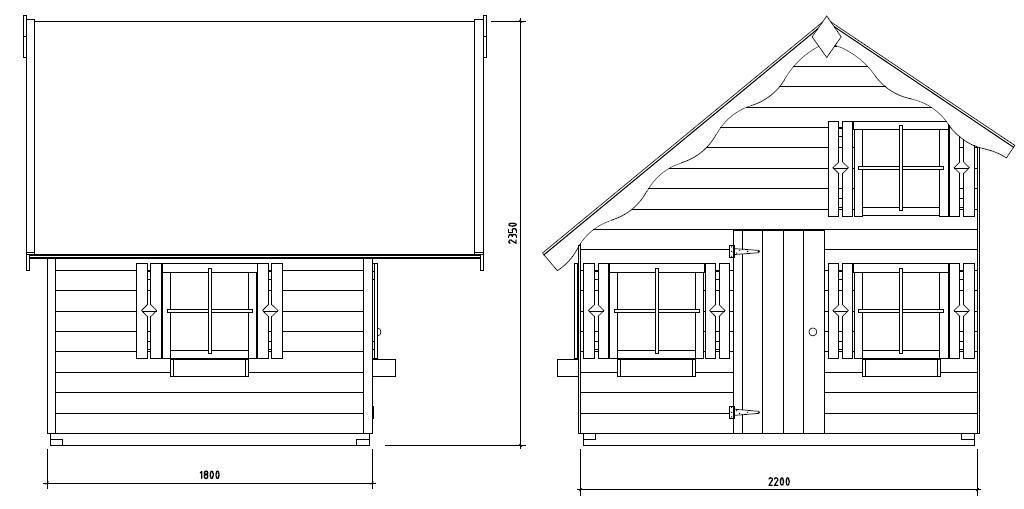 Stelzenhaus Tom XL 15 mm naturbelassen inkl. Veranda, Stelzen und Rutsche gelb