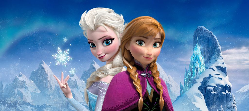 Disney Poster Die Eiskönigin Anna & Elsa Blau und Lila - 600889 - 202 x 90 cm