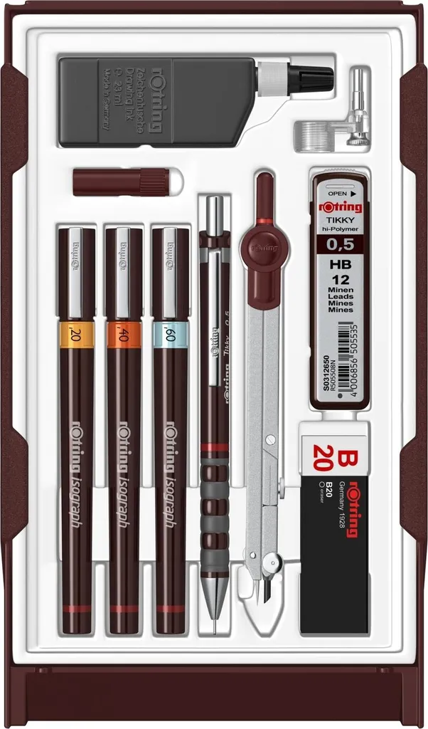 Coffret de dessin technique Isograph Rotring S0699420 avec kit de compas - 2