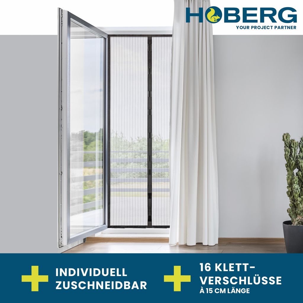 Hoberg Insektenschutz-Fensterrahmen Fliegengitter Moskitonetz inkl.  Pollenschutz 150x130cm, zuschneidbar & magnetisch