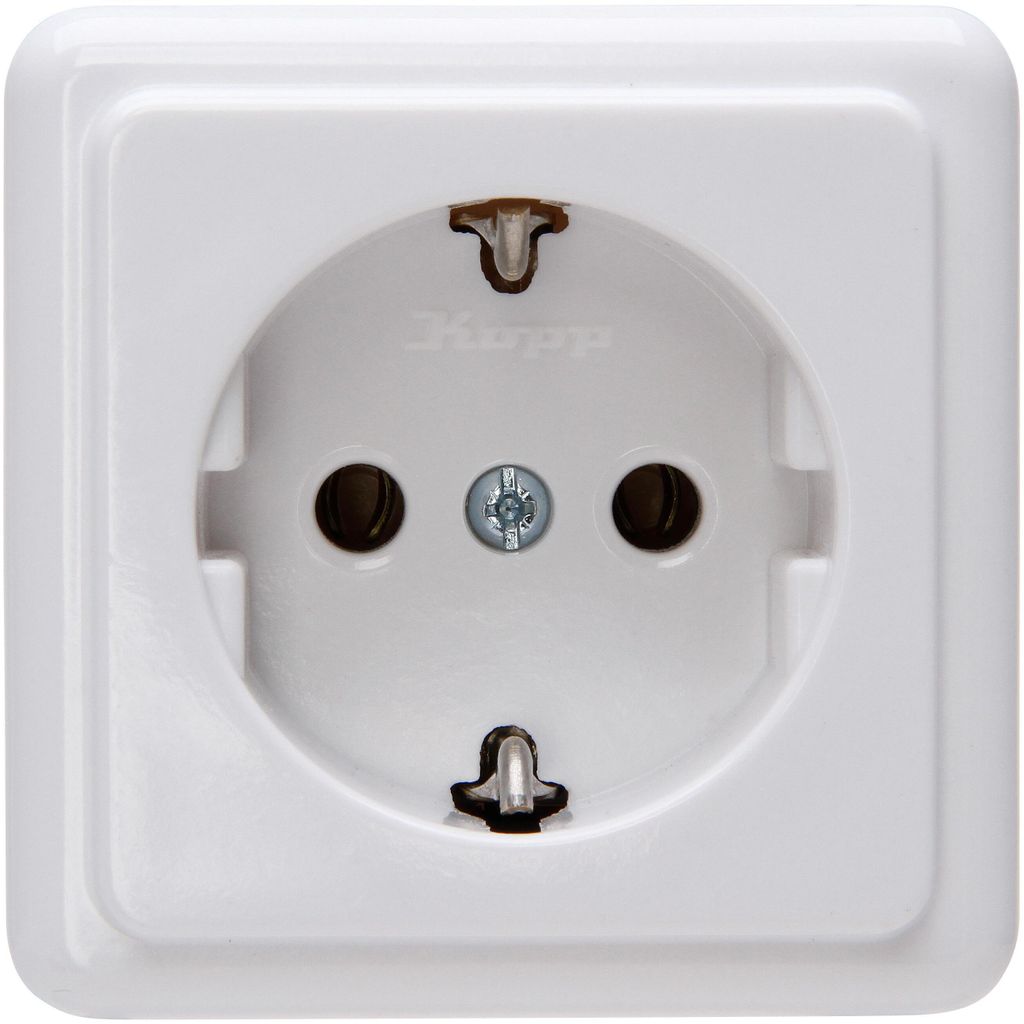 KOPP AP Schuko 1fach 101802000 arktis-weiss mit Bodenplatte Produktbild 