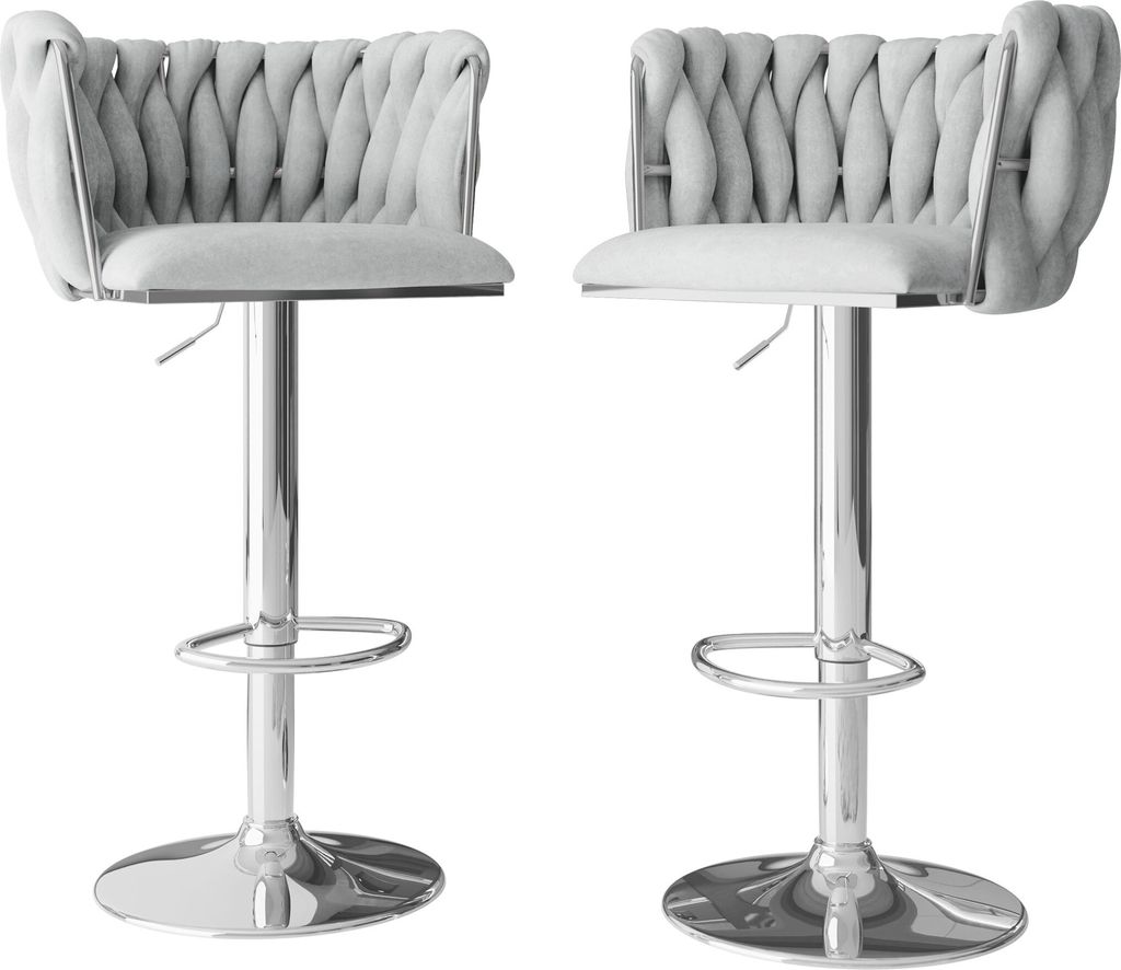 MIRJAN24 Barhocker Muz BS-1142/CM (2er-Set), Wohnzimmer Sitzhocker-Set, Regulierbare Sitzhöhe (Farbe: 82-Grau)