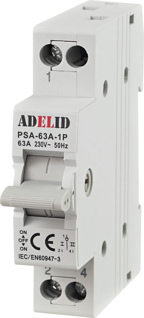 Wahlschalter Umschalter 1-0-2 63A 1-polig Reiheneinbau