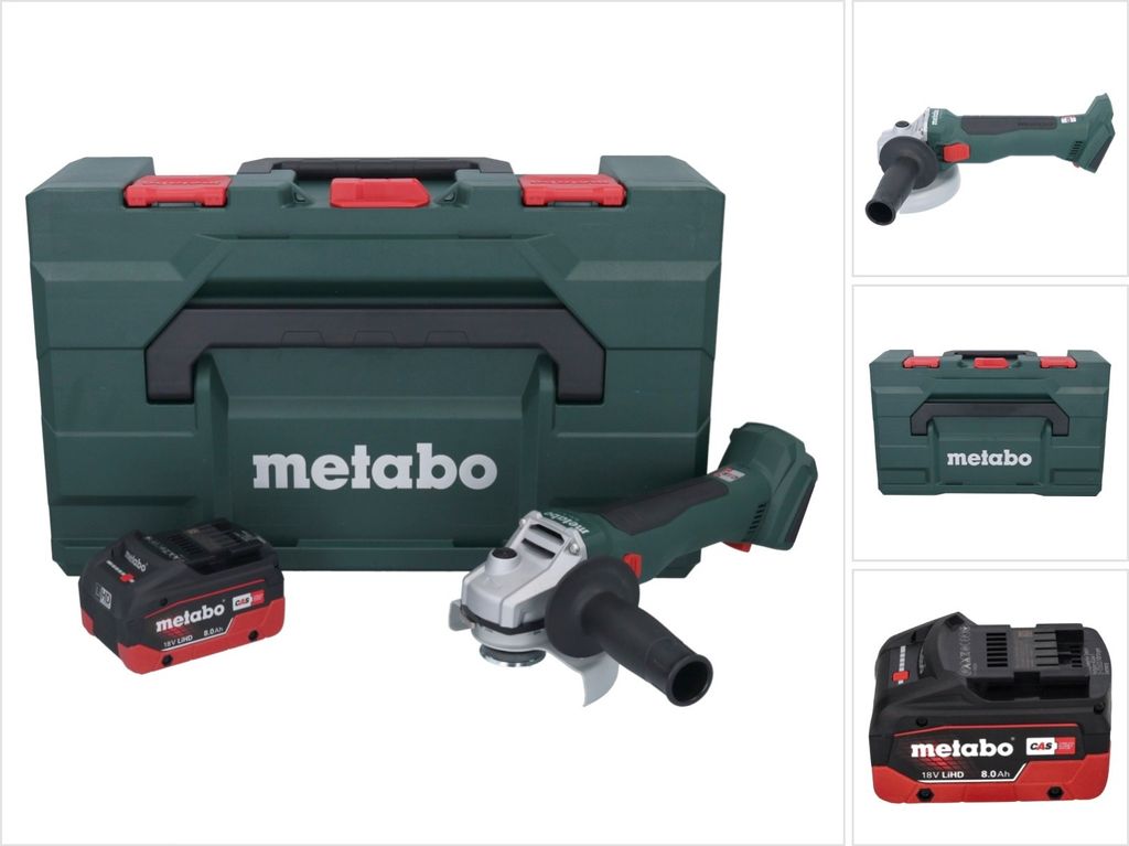 Metabo W 18 L BL 9-125 Akku Winkelschleifer 18 V 125 mm Brushless + 1x Akku 8,0 Ah + metaBOX - ohne Ladegerät