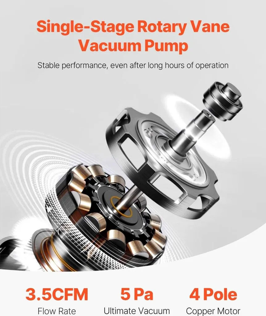 Pompe à vide rotative 3,5 CFM haute précision avec kit manomètre - 4
