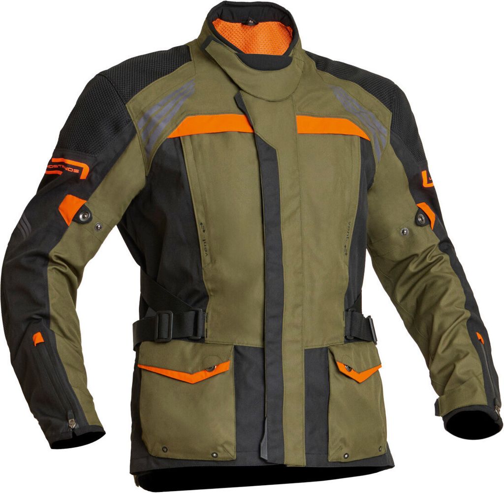 Lindstrands Transtrand wasserdichte Motorrad Textiljacke, grün/orange, 54
