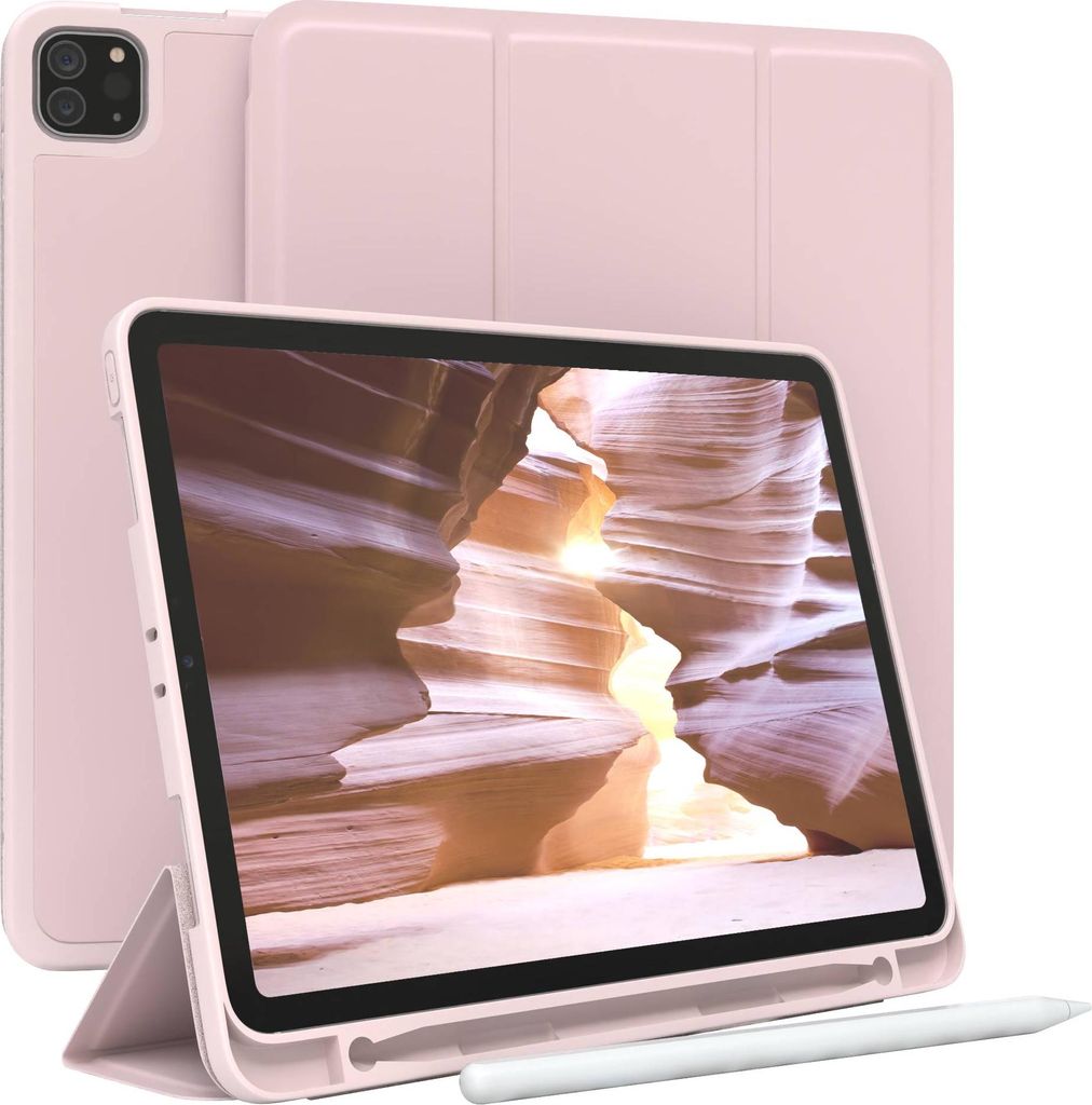 EAZY CASE Smartcase mit Stifthalter für Apple iPad Pro 11" (2018/2020/2021) Hülle mit Stifthalterung, Tablet Cover aufstellbar 11 Zoll in Rosa