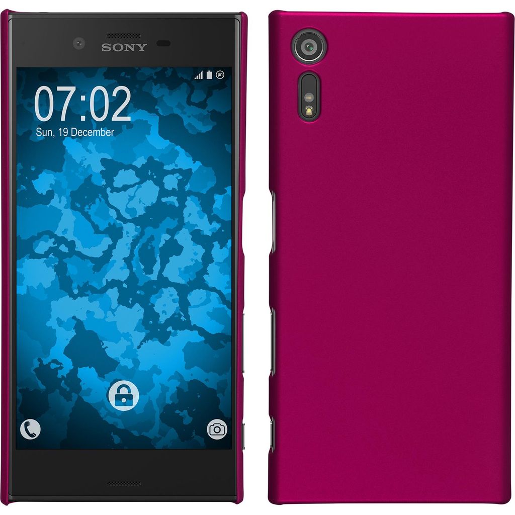 PhoneNatic Case kompatibel mit Sony Xperia XZ - Hülle pink gummiert Hard-case + 2 Schutzfolien