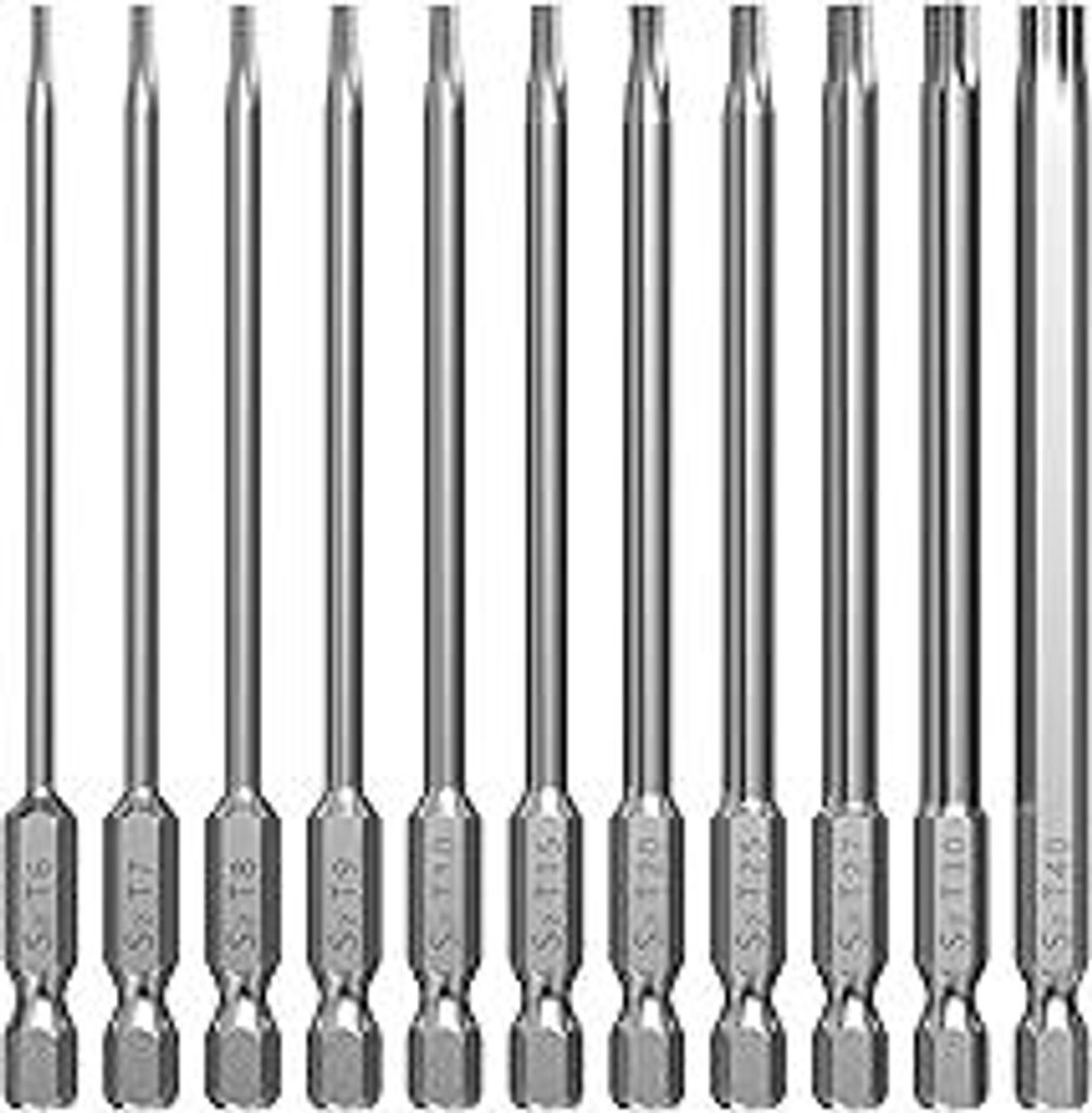 Lixiluxia 11 Stück Torx Bit Set Lang, 100mm Extra Lange Bitsatz, Magnetische Bitset, Bit Satz Langbits, Sechskant Schraubendreher Bit Set, T6 T7 T...