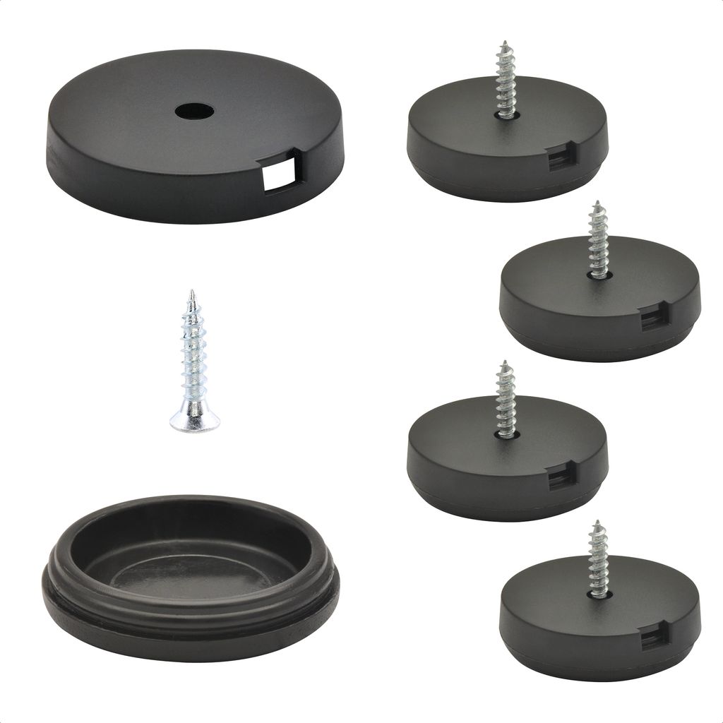 WAGNER QuickClick Kunststoffgleiter BLACK - zum Schrauben, je 4x Basis & Schraube & Einsatz Ø 30 mm, DE Ware - 15807300