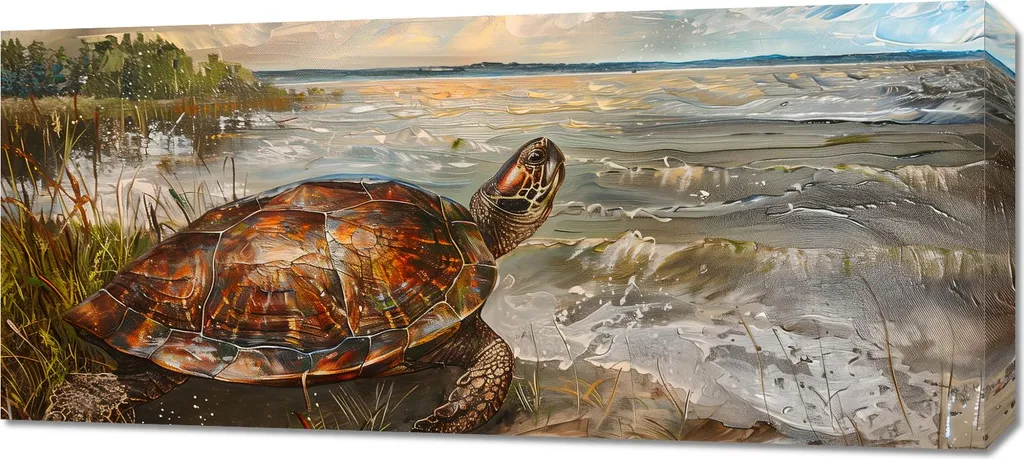 Decorazione Parete 90x40cm Tartaruga Marina: Quadro Moderno Mare