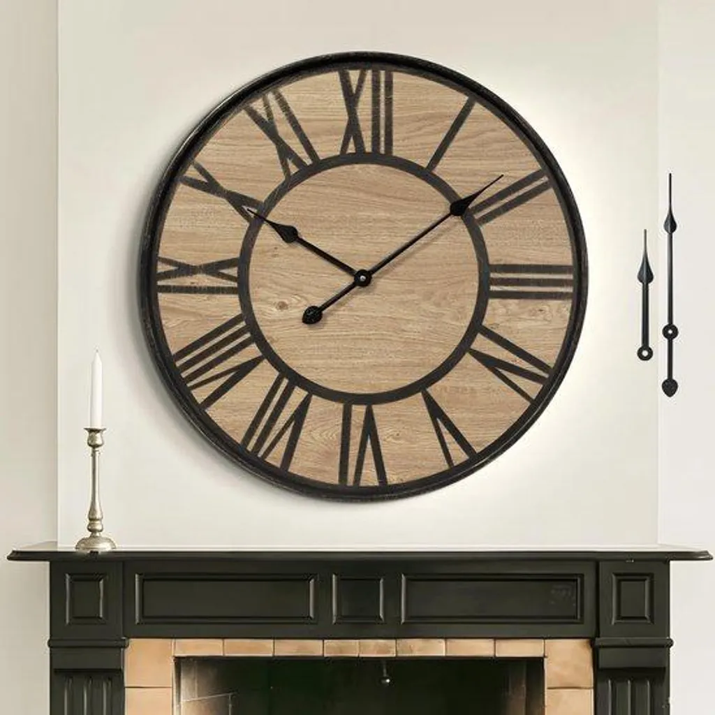 Pendule murale géante 80 cm en chêne clair - Décoration murale bois