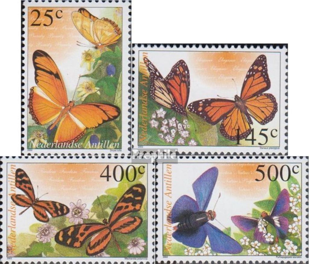 Briefmarken Niederländische Antillen 2002 Mi 1139-1142 (kompl.Ausg.) postfrisch Schmetterlinge