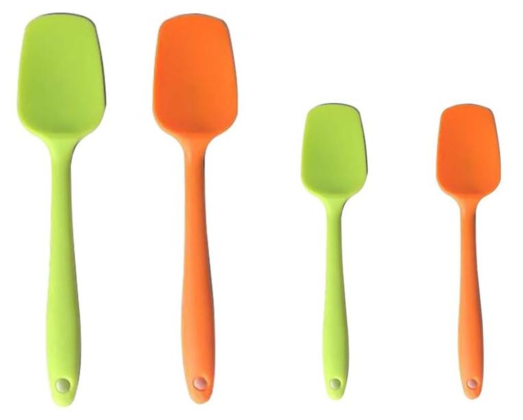 4-teiliges Silikonlöffel-Set, Silikonspatel zum Kochen und Backen, hitzebeständig, löffelförmig, groß und klein