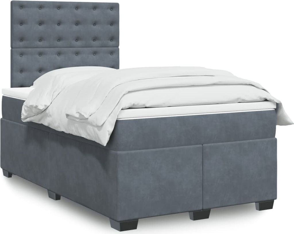 (NEU 2026) Boxspringbett mit Matratze, Doppelbett moderne, Dunkelgrau 120x200 cm - Samt - Klassische Betten - 85.41 kg