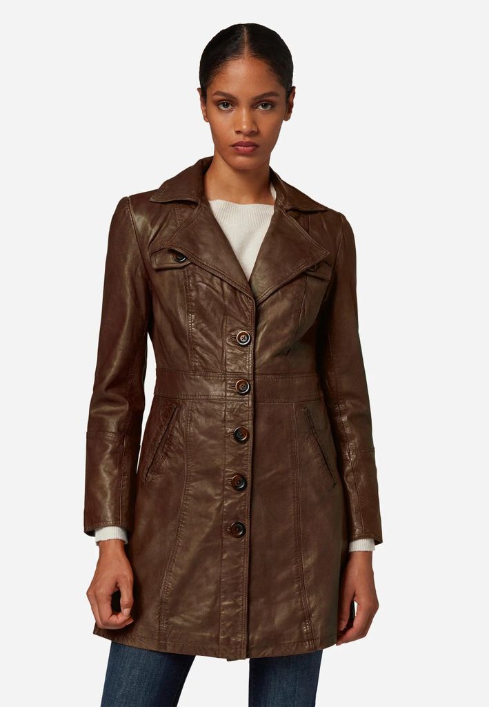 Damen Ledermantel Kurzmantel Ricano LUCY Nappa – Braun / M