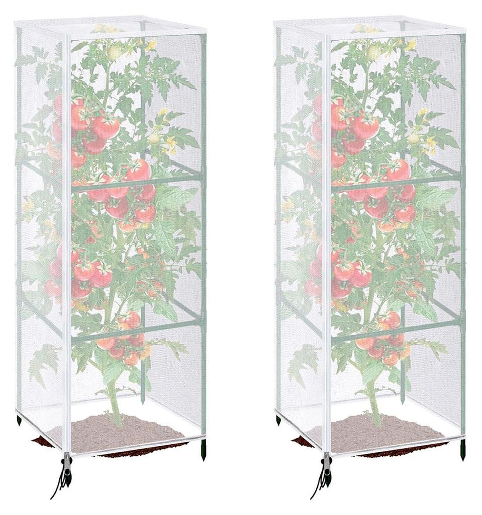 Gartennetz, Pflanzenschutz, quadratische Tomatenkäfigabdeckung, atmungsaktives Netzgewebe, Insekten- und Vogelschutznetz mit Reißverschluss und K...