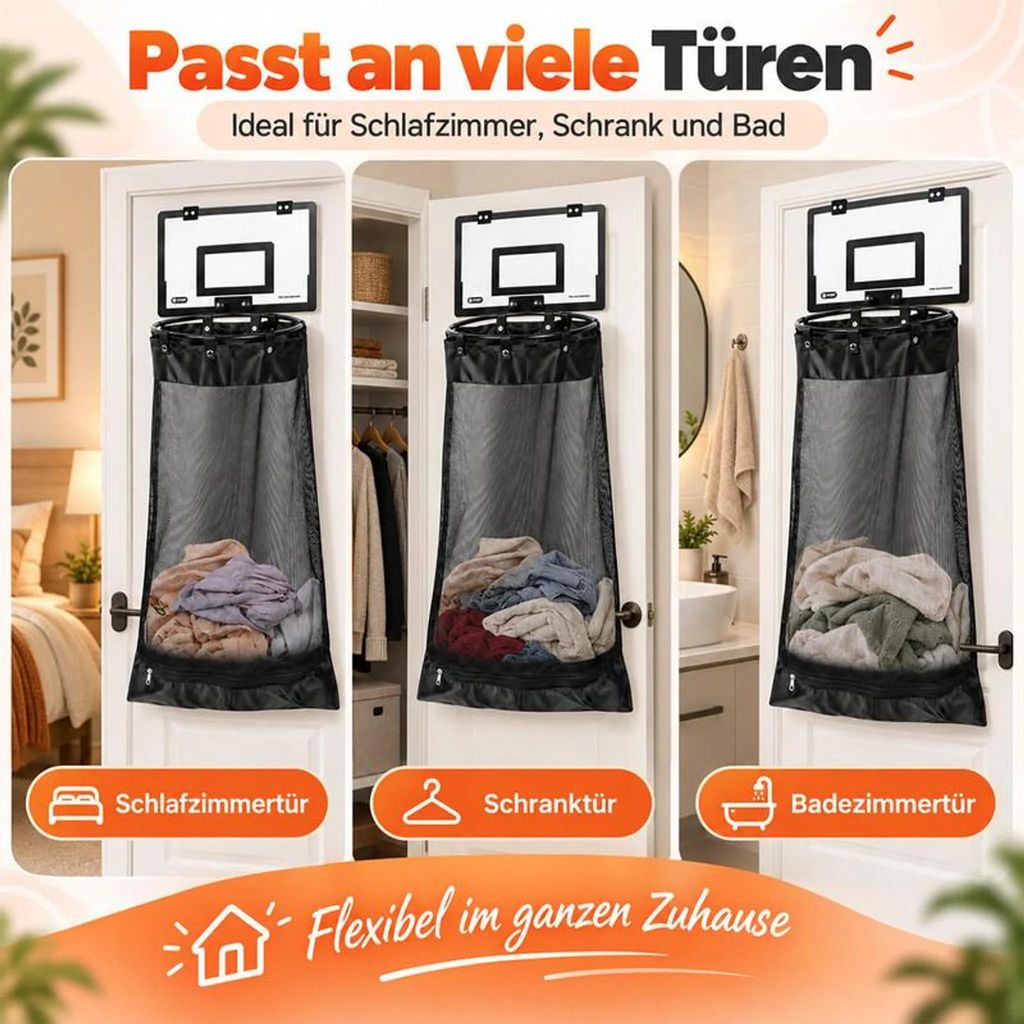 2-in-1 Basketball Wäschesammler, Hänge-Wäschekorb Tür(ohne